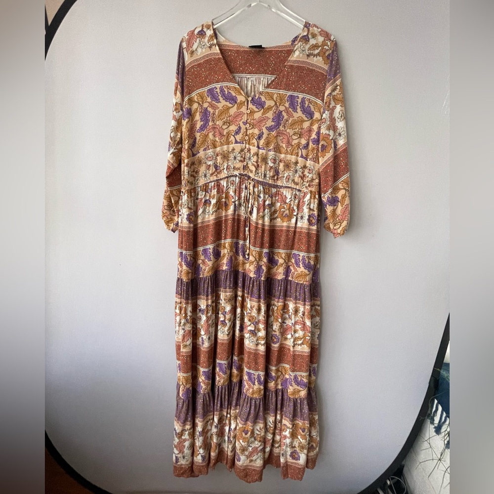 City Chic Floral Boho Tiered Maxi Dress 1X - Picture 8 of 12